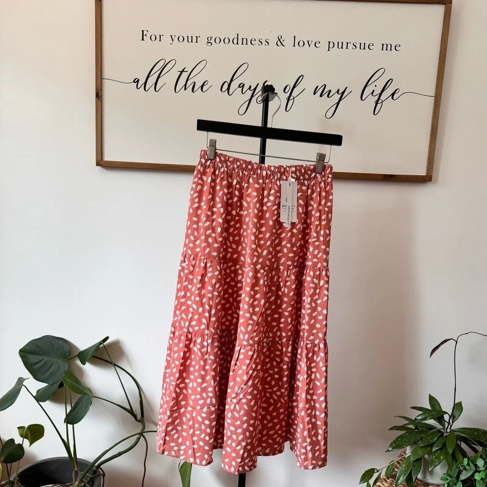 NWT MEROKEETY Women's Boho Leopard Print Skirt Pleated A-Line Swing Midi Skirts